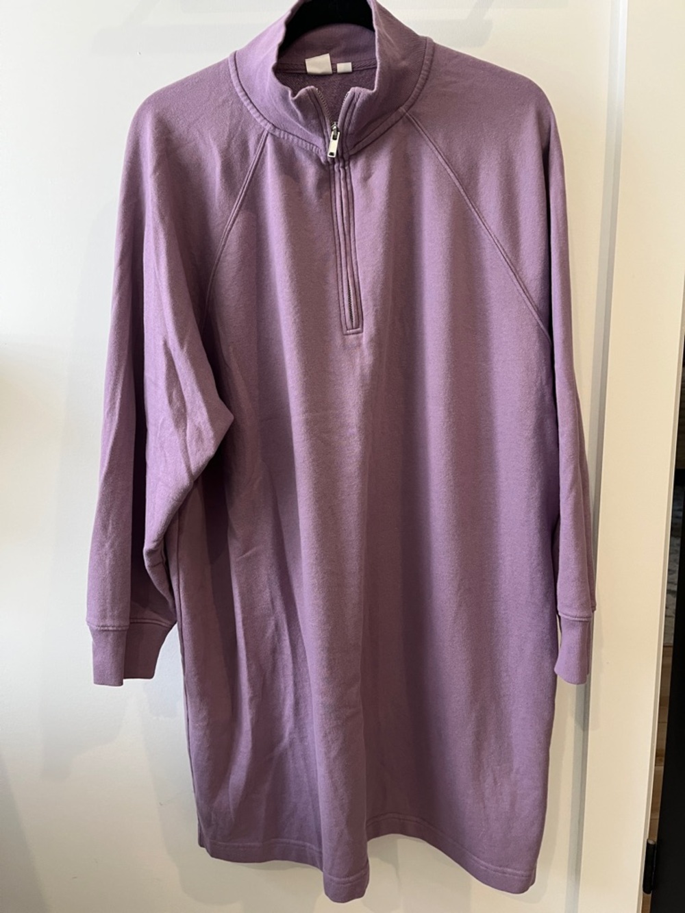 Women’s Quarter-Zip Pullover Sweater Dress in Mauve